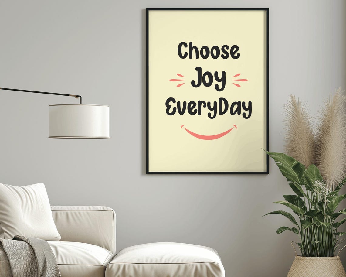 Choose Joy Every Day Smile Minimalist Affirmation Art Poster - Image 3