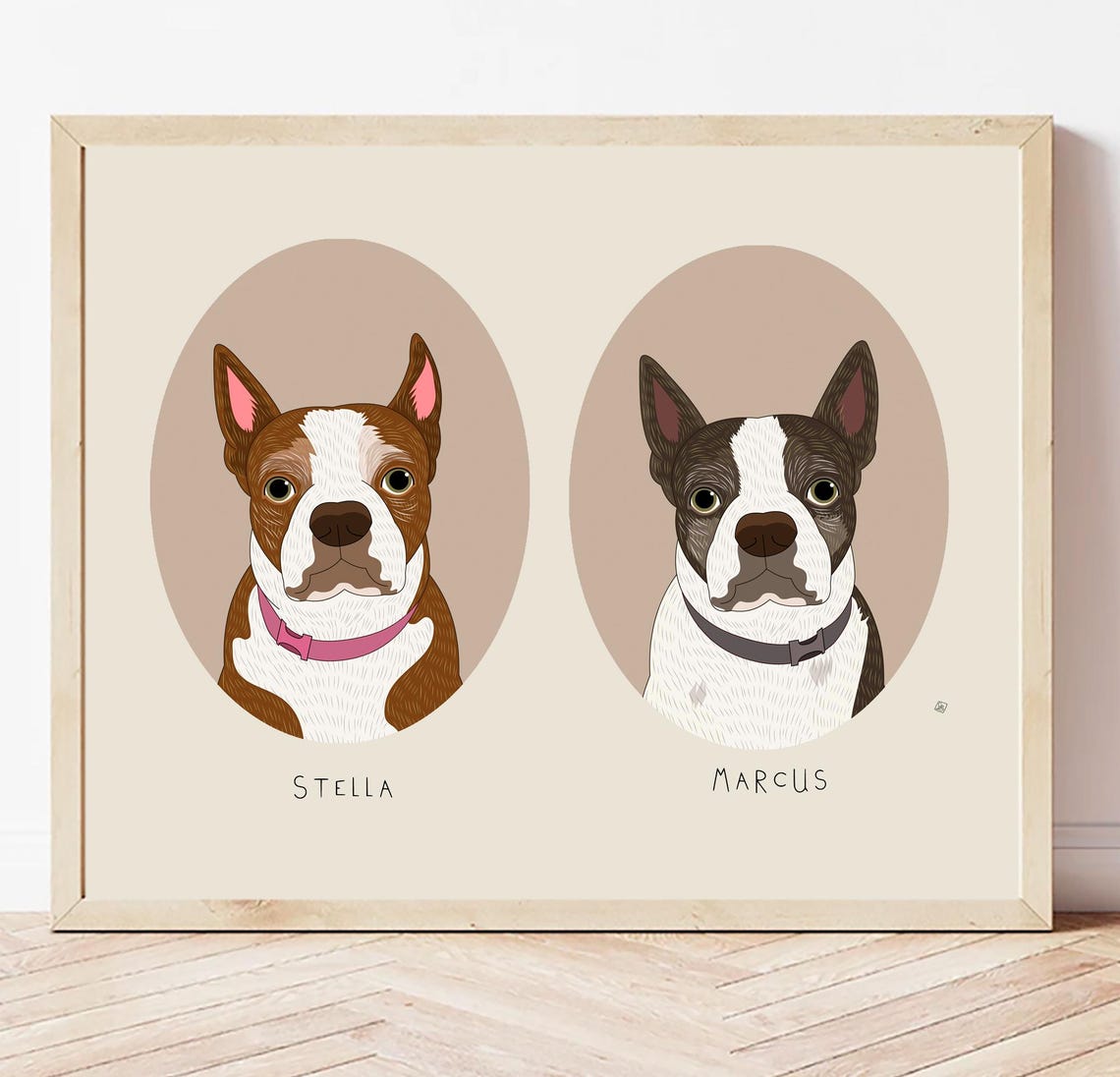 Custom Multi-Pet Portrait Gift Certificate 8x10 Art Print Gift - Image 2