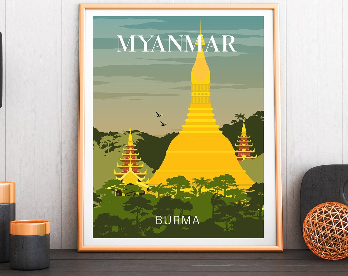 Myanmar Travel Poster, Burma Travel Art Print - Image 2