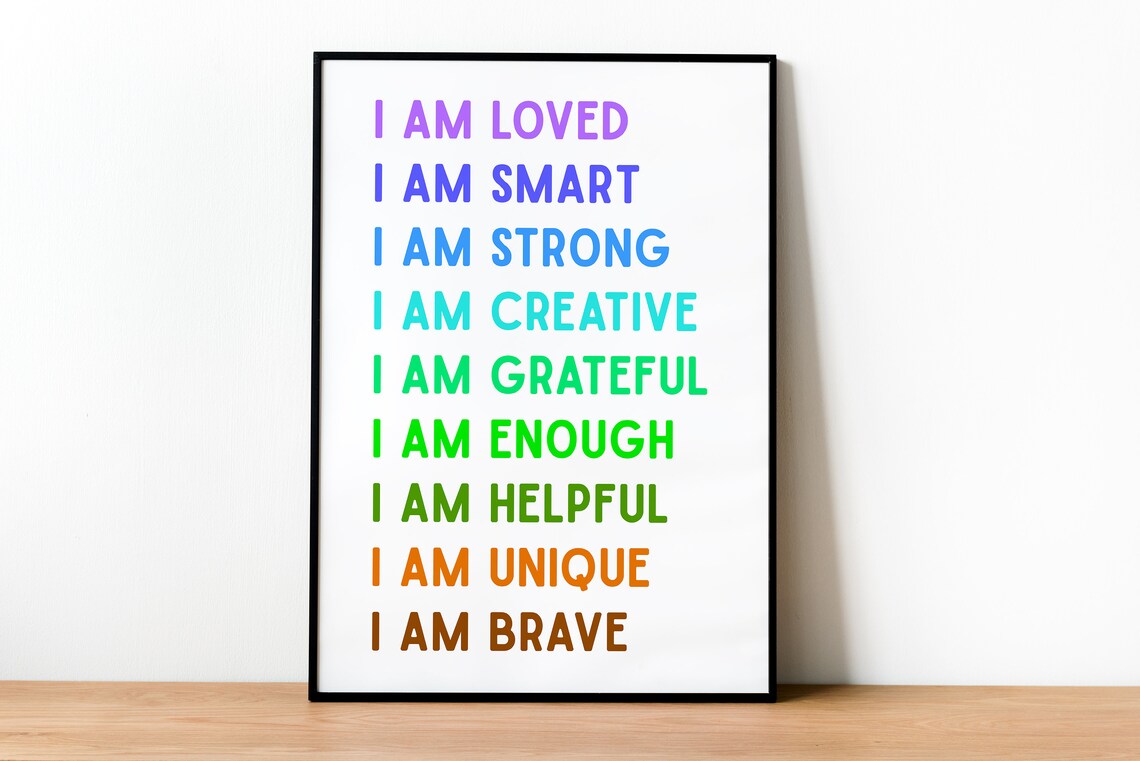 Affirmations For Kids Classroom Posters I Am Affirmation Poster Homeschool Decor Smart Loved
