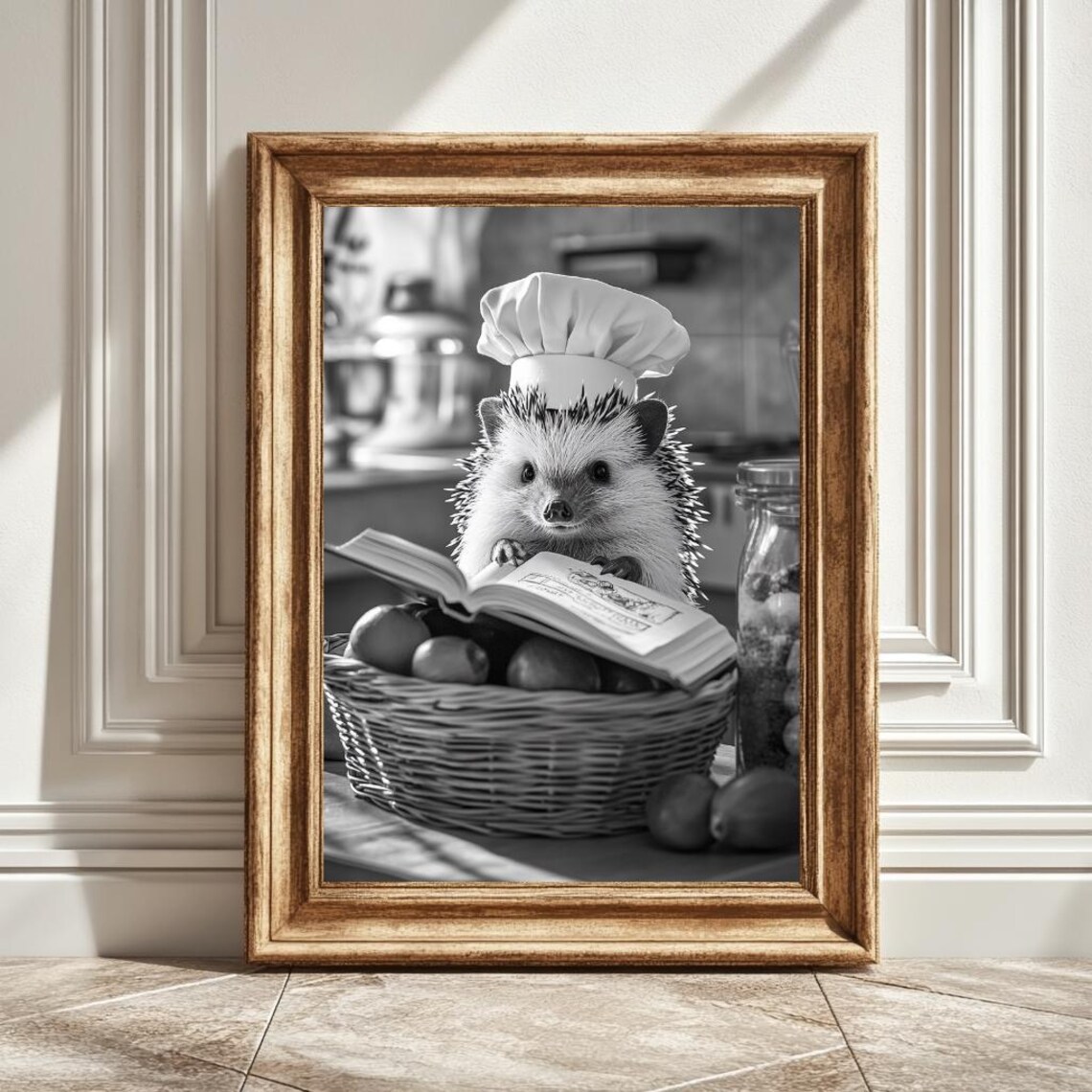 Hedgehog Chef Hat Kitchen Wall Decor, Art Print