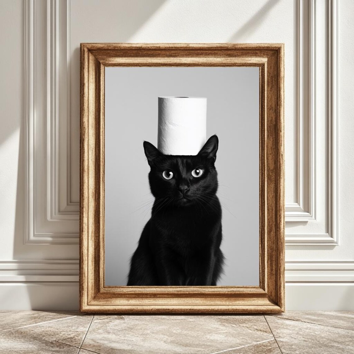 Black Cat Funny Bathroom Decor, Unique Cat Owner Gift