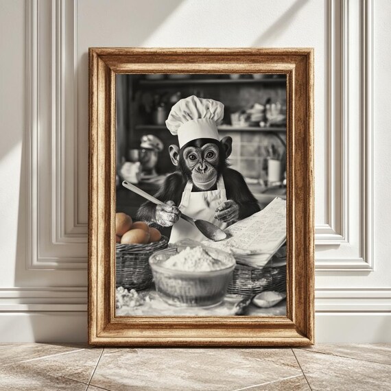 Monkey Chef Hat Kitchen Decor, Cute Gift