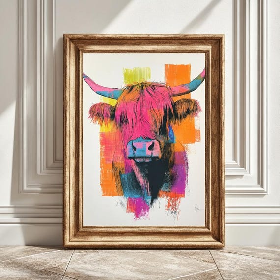 Matisse Inspired Highland Cow, Modern Art Print
