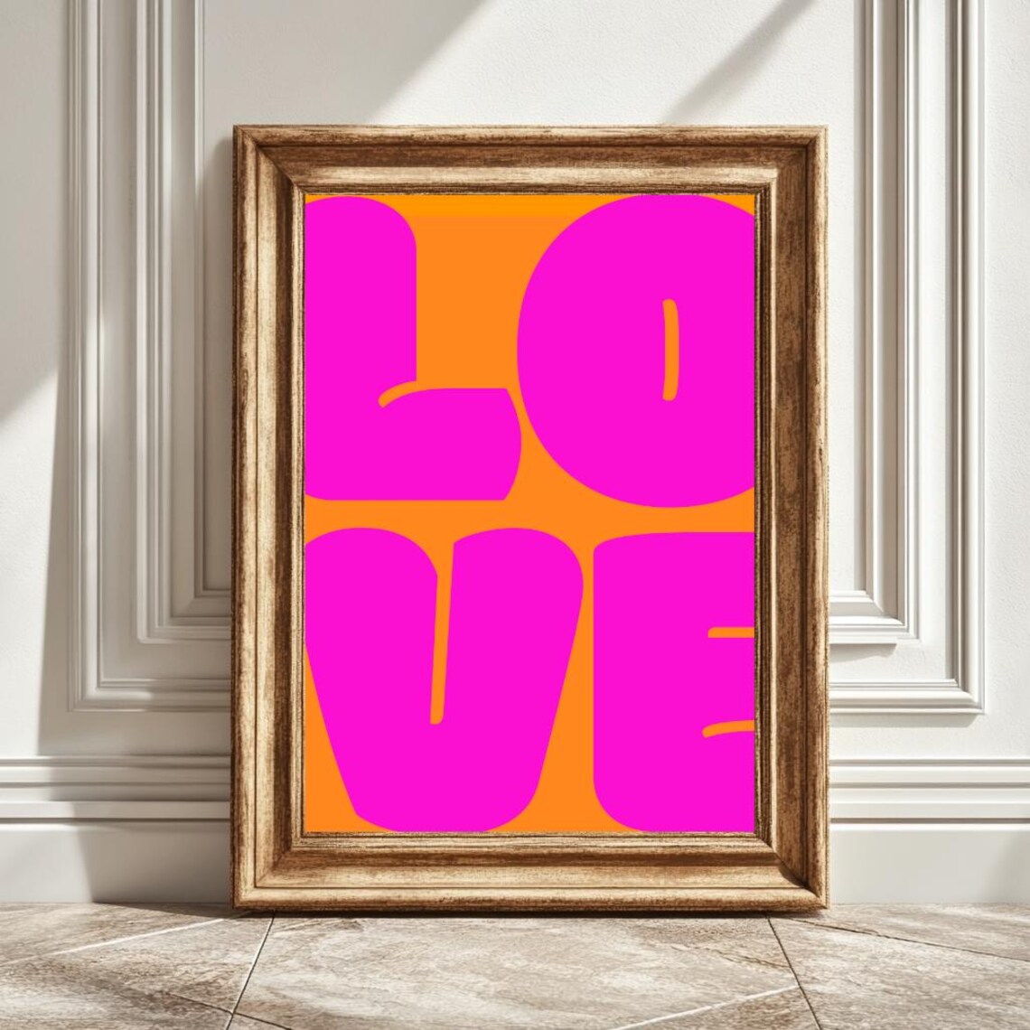 Funky Love Word Art, Retro Typography Print