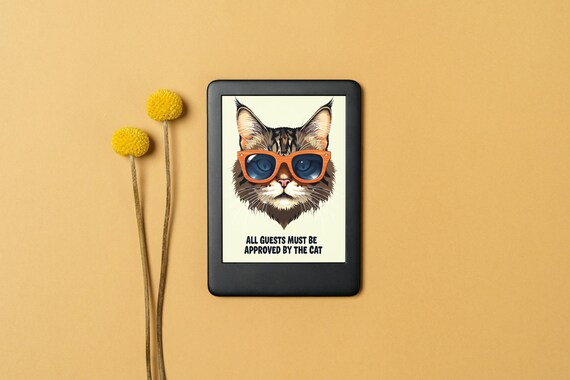 Funny Cat in Orange Sunglasses All Guests Approved Humor Poster