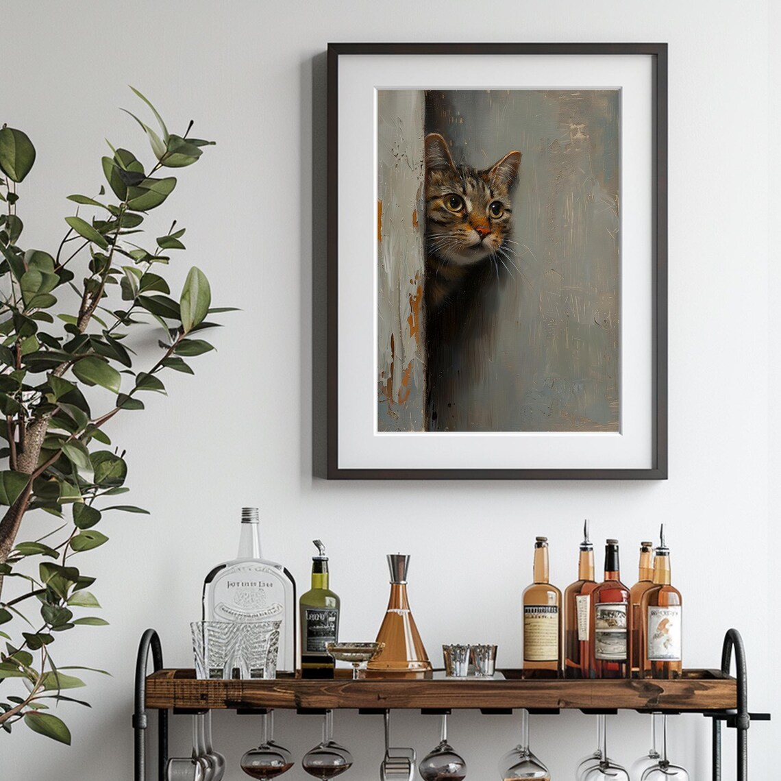 Vintage Tabby Cat Oil-Painting Style Art Print - Image 2
