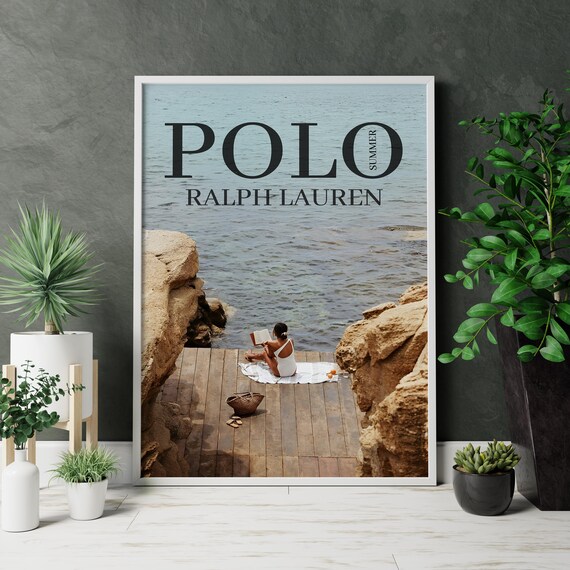 Polo Summer Ralph Lauren Woman Reading by the Sea Coastal Poster