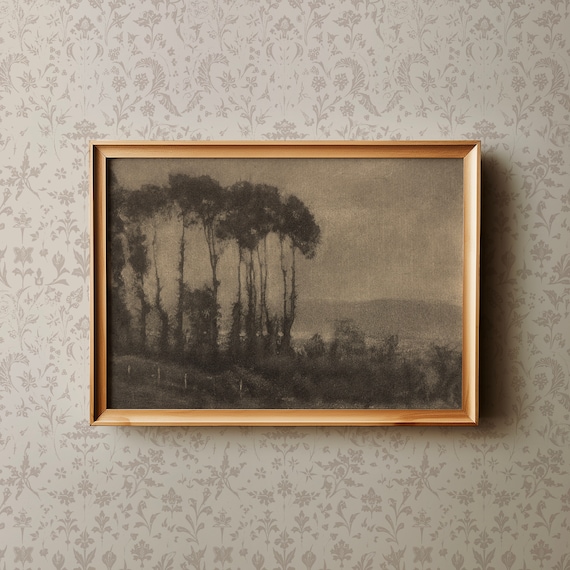 Misty Autumn Forest Vintage Archival Landscape Photograph Poster