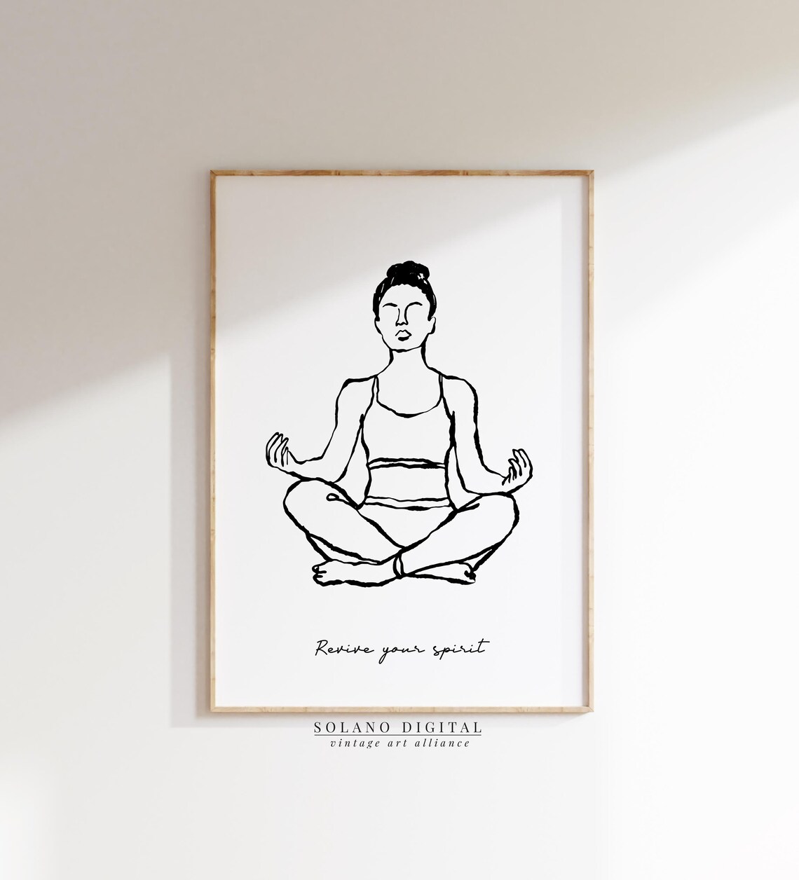 Revive Your Spirit Yoga Meditation Line Art Poster Wellness Zen
