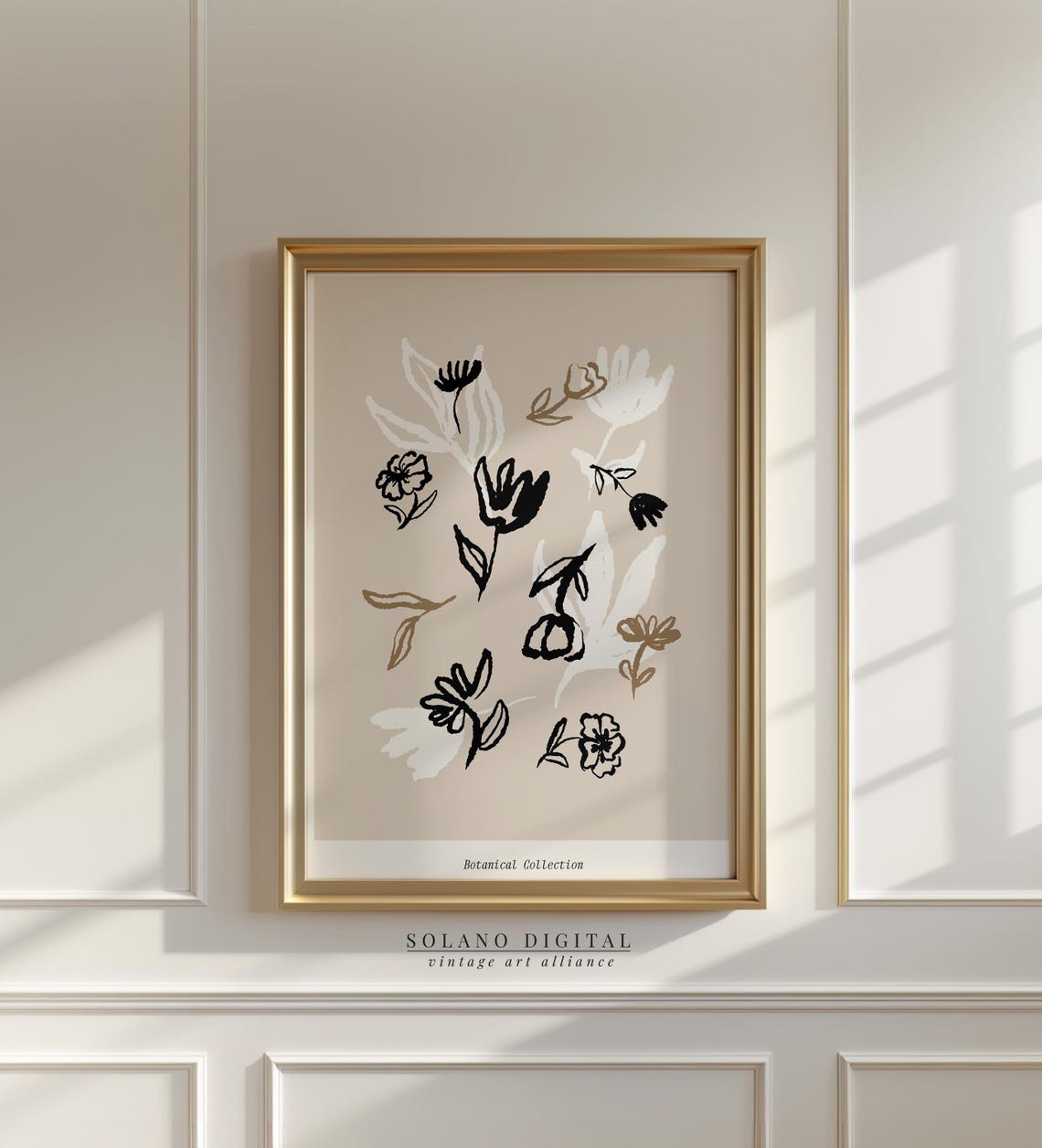 Abstract Botanical Line Art Neutral Flower Wall Modern Floral Sketch Poster For Living Room Or Gallery Decor
