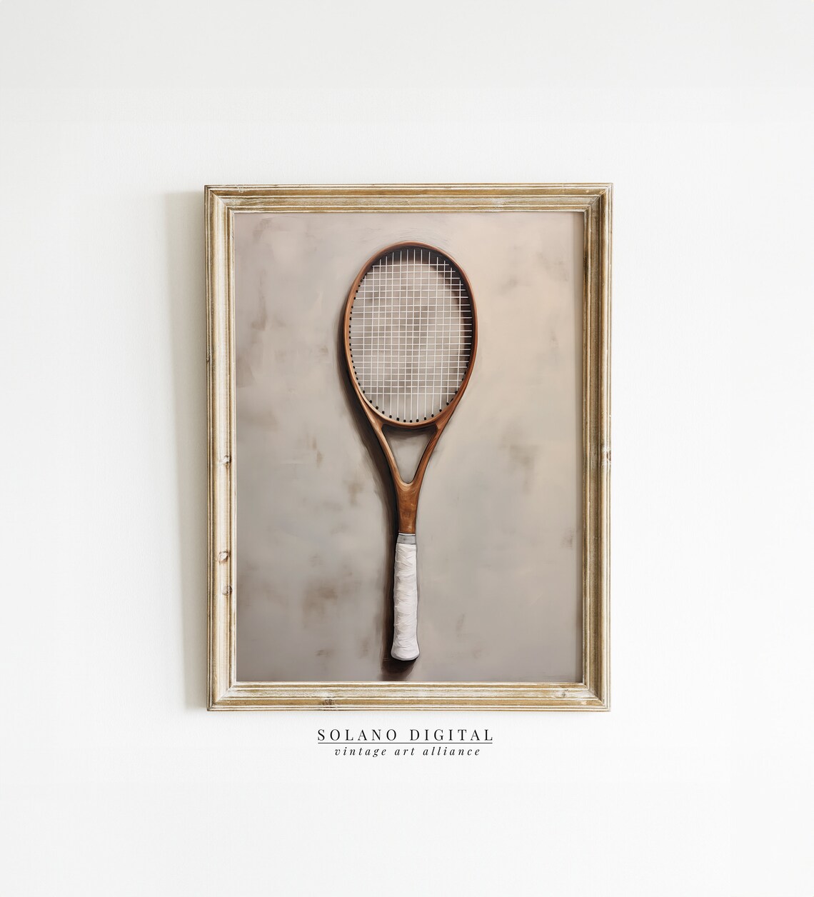 Vintage Wooden Tennis Racket Wrapped Grip Still Life Art Poster
