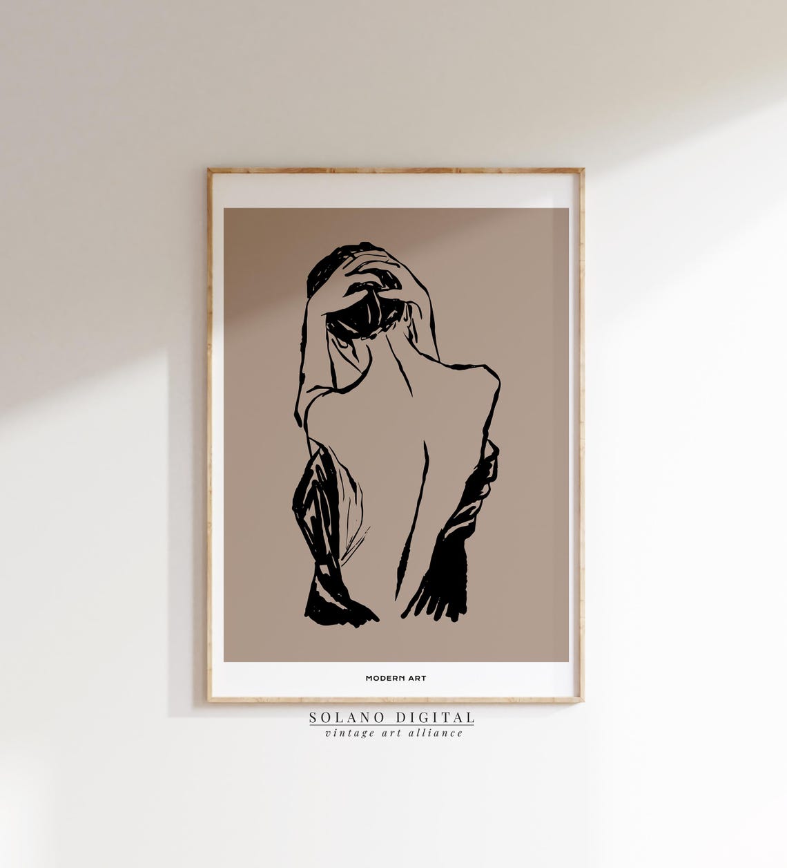 Elegant Female Back Minimalist Black Ink Line Drawing Nude Art Poster