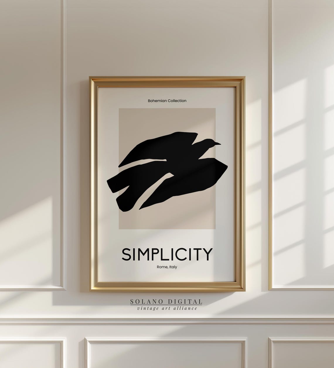 Black Bird Silhouette Simplicity Boho Minimalist Abstract Art Poster