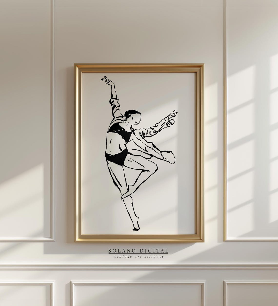 Ballet Dancer Graceful Leap Minimalist Line Art Dance Motion Poster