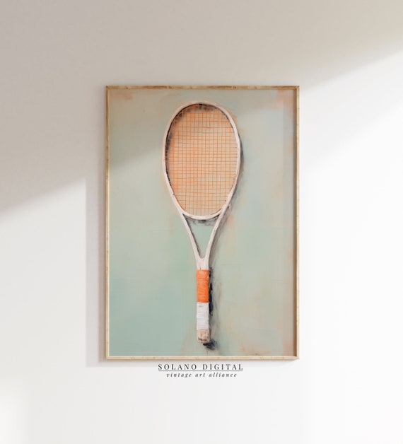 Tennis Racquet Art Wall Green Painting Decor Player Gift
