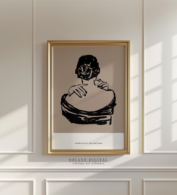 Tasteful Elegant Woman Seen from Behind Line Drawing Simplicity Poster
