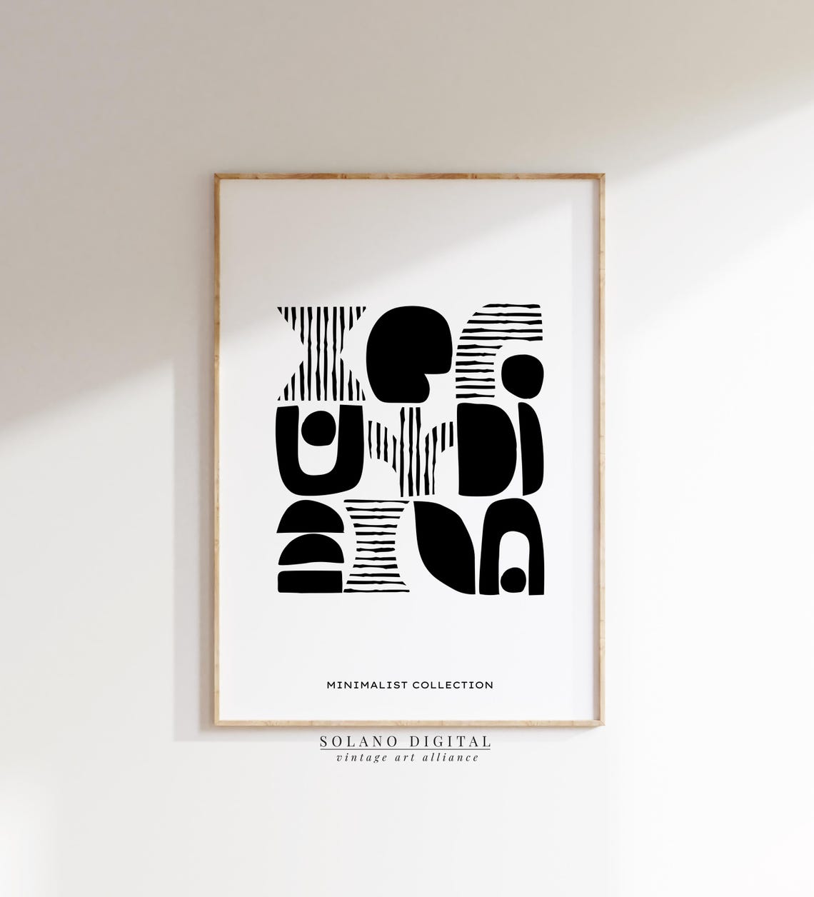 Minimalist Abstract Art Print Black And White Geometric Shapes Modern Wall Decor For Living Room Or Office