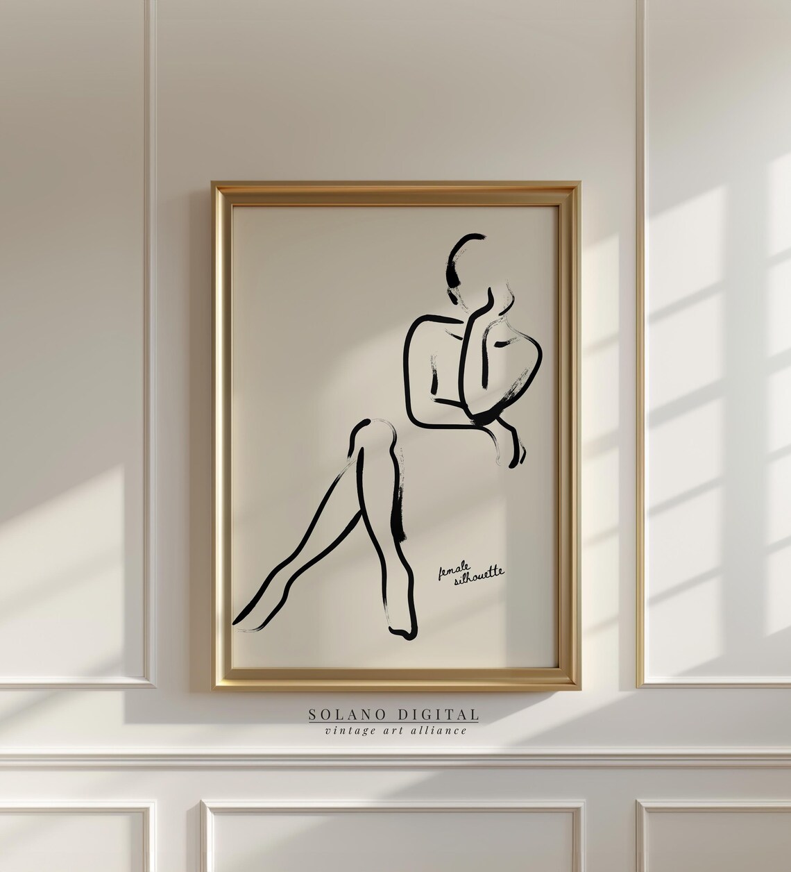 Minimalist Female Silhouette Line Art, Woman Figure Art Print