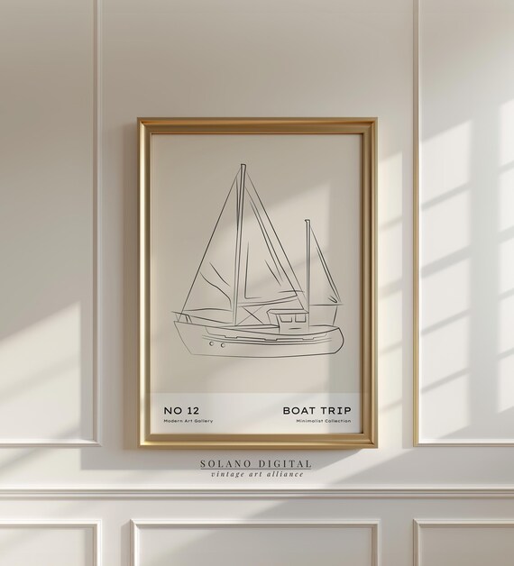 Sailboat Minimalist Line Art Nautical Boat Trip Collection Poster