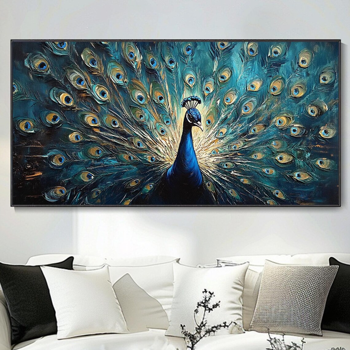 Peacock Courtship Abstract Bird Mural Art Print