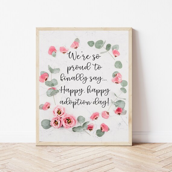 Adoption Day Sign Gotcha Gift Girl Wall Art Were Adopting Announcement Poster Decor