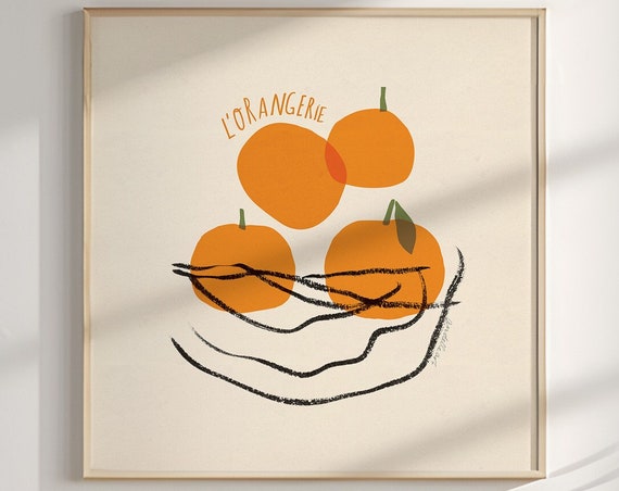 Orange Fruit Print French Kitchen Food Poster
