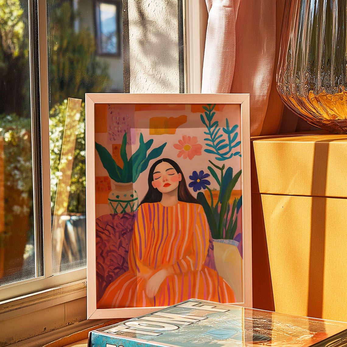 Maximalist Retro Boho Woman Portrait, Matisse Inspired - Image 2
