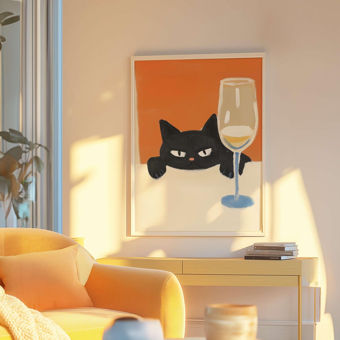 Cat Art Print for Wine Lovers, Retro Kitchen Decor - Image 3