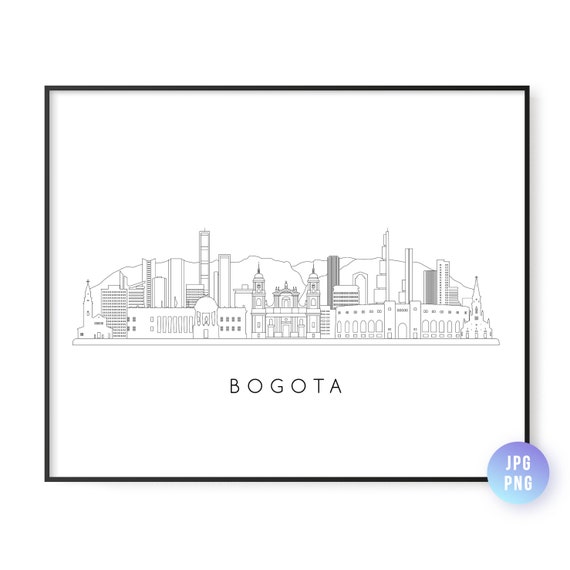 Bogota Skyline Print City Line Art Instant Wall Jpg Png