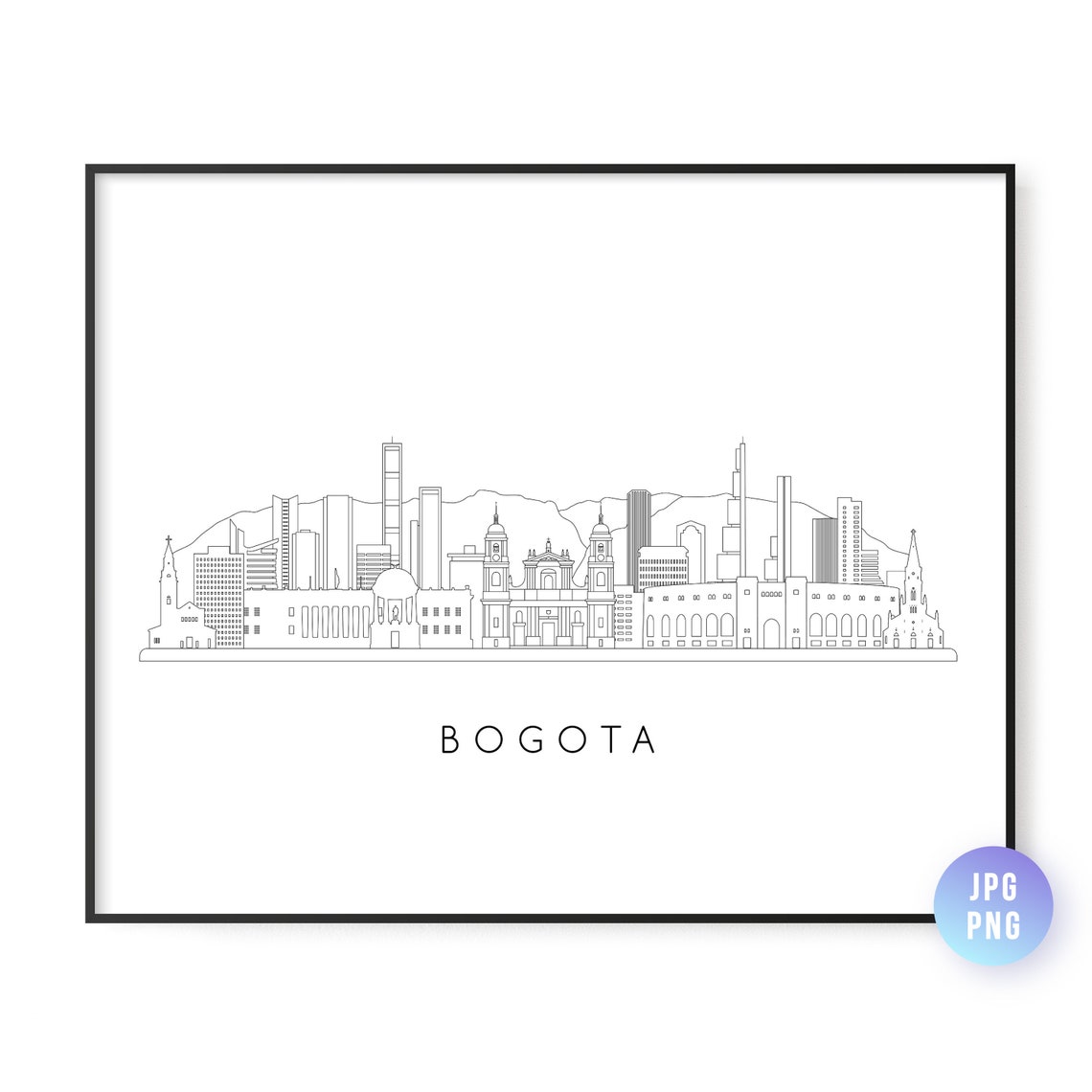 Bogota Colombia Skyline Minimalist Line Art City Decor Poster
