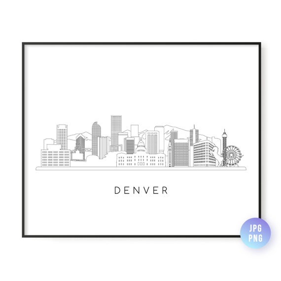 Denver Skyline Line Art Travel Poster