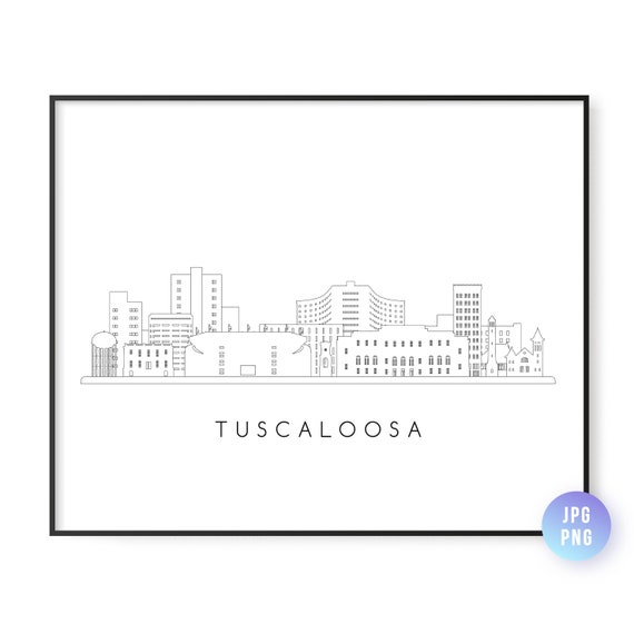 Tuscaloosa Skyline Print Al City Line Art Instant Wall Jpg Png