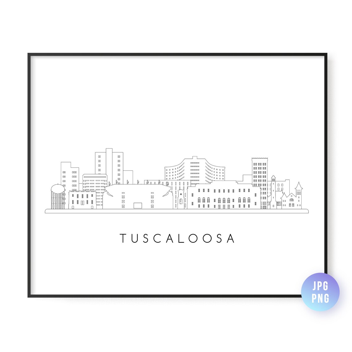 Tuscaloosa Alabama Skyline Line Art Minimalist City Wall Art