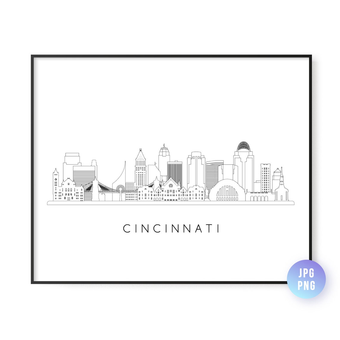 Cincinnati Skyline Line Art Art Print