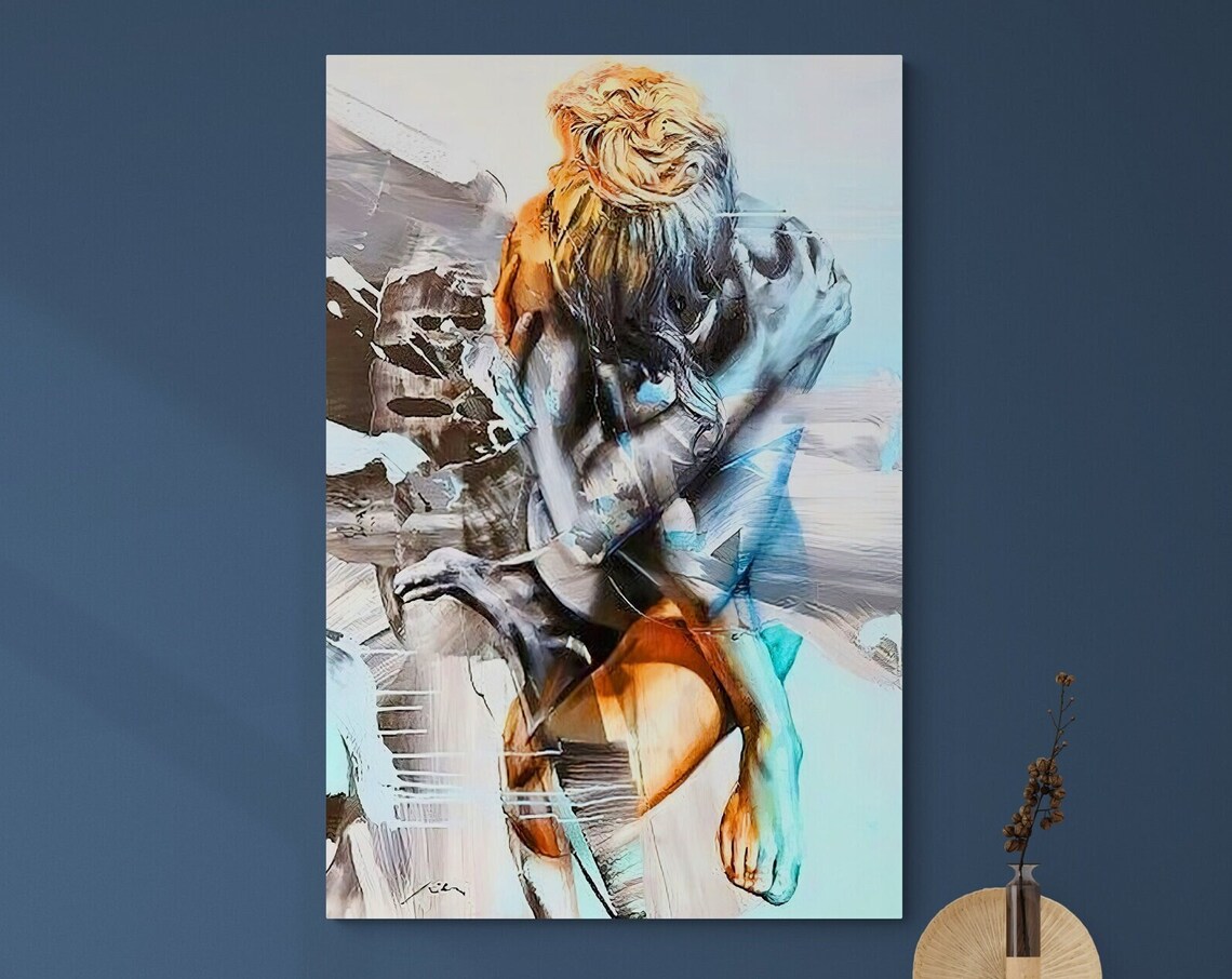 Abstract Woman Black and Orange Art Print - Image 3