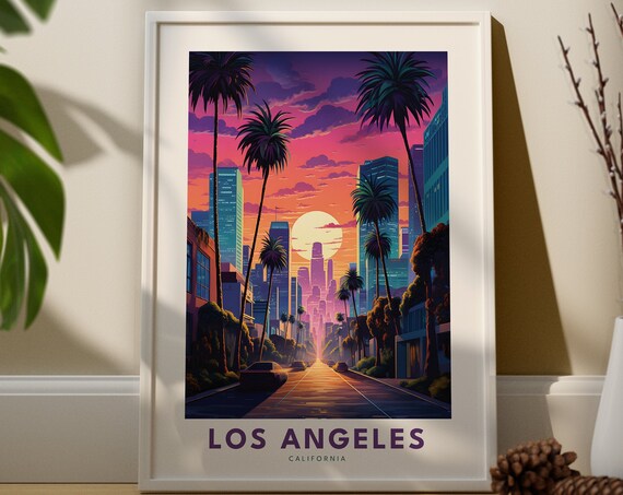 Los Angeles City Print Poster La Wall Art Gift Travel