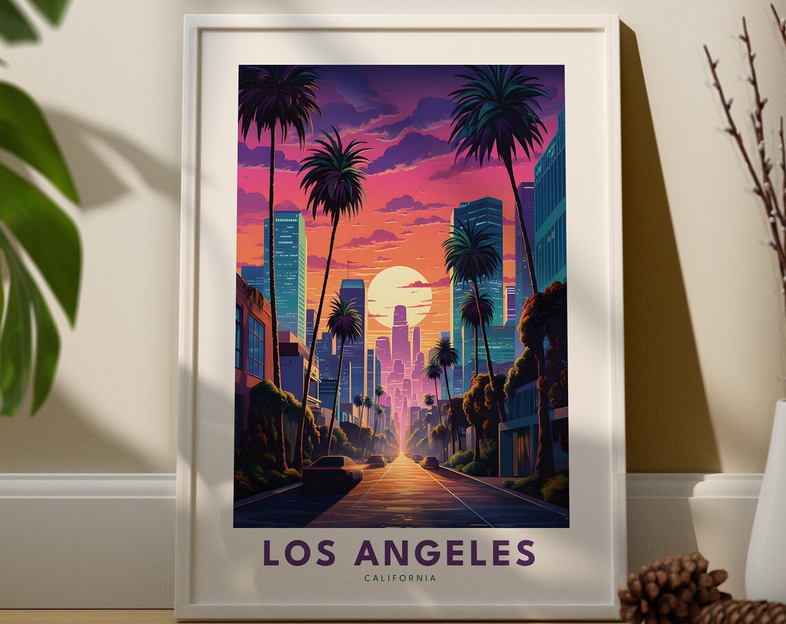 Los Angeles City Print Poster La Wall Art Gift Travel