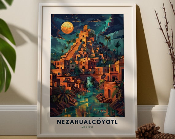 Nezahualcyotl Art Print Poster Mexico Wall Decor Neza Hang Travel