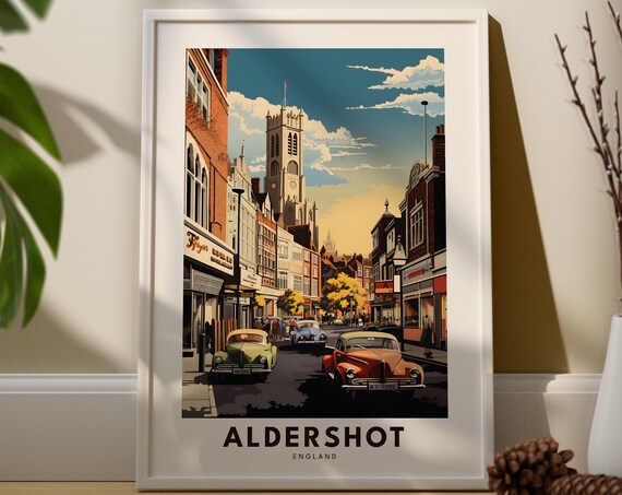Aldershot Travel Print Wall Art Hanging Home Dcor Hampshire Gift Lovers City Poster Vintage