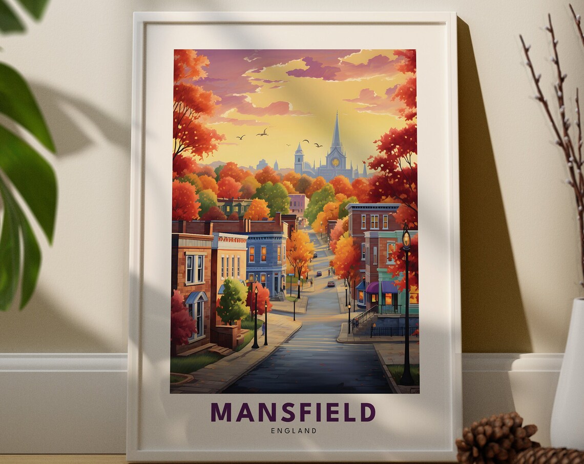 Mansfield Wall Art Print City Poster England Gift Housewarming Gifts