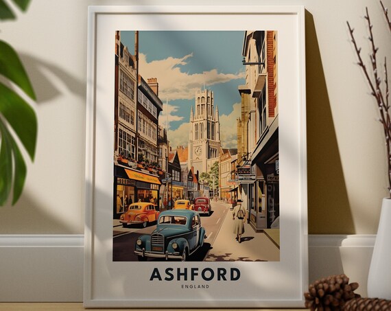 Ashford Print City Poster England Wall Art Gift Travel