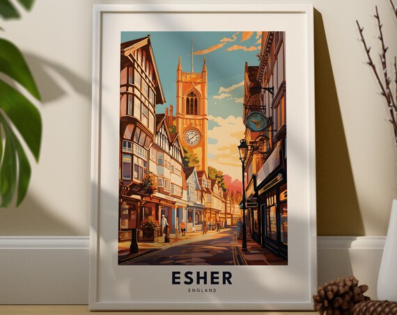 Esher Travel Print Wall Art Hanging Home Dcor Surrey Gift Lovers City Poster