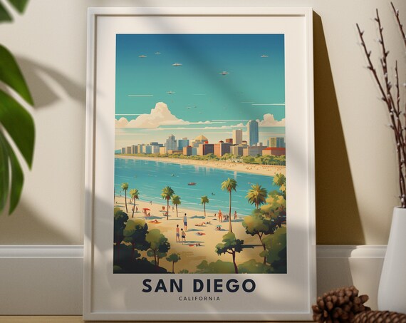 San Diego City Print Poster Wall Art Gift