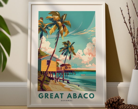 Great Abaco Wall Art Print Travel Poster Bahamas Decor