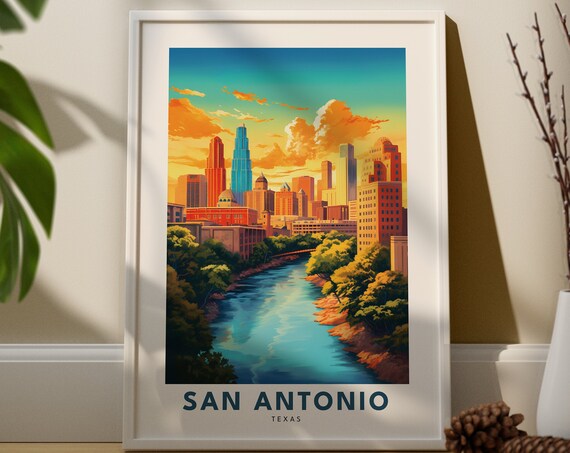 San Antonio City Print Poster Texas Wall Art Gift