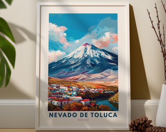 Nevado de Toluca Mexico Snowy Volcano Retro Vintage Travel Poster