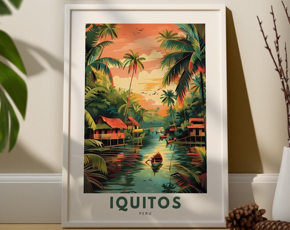 Iquitos Travel Print Iquique Poster Peru Wall Decor Art Hang