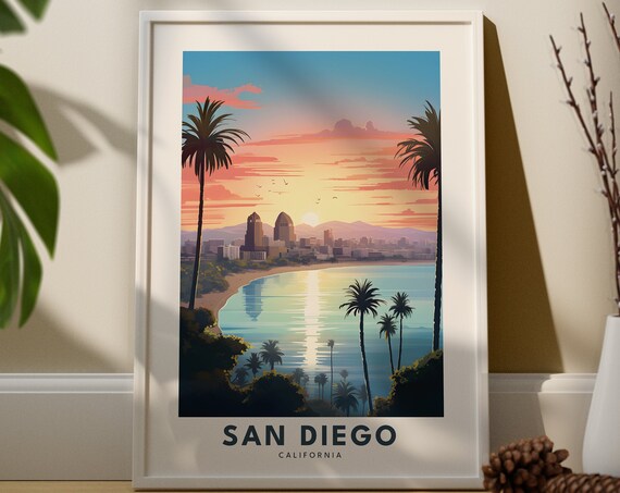 San Diego Print City Poster Wall Art Gift