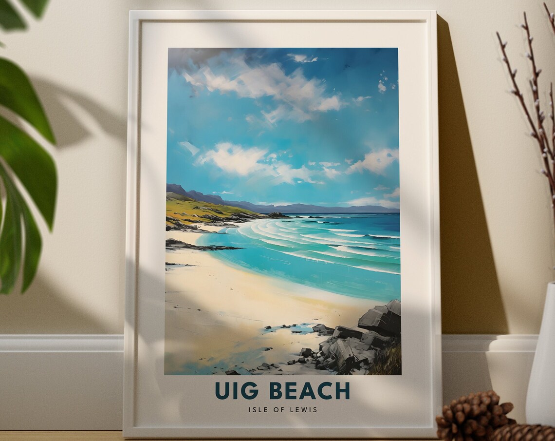 Uig Beach Isle of Lewis Scotland Turquoise Bay Travel Poster